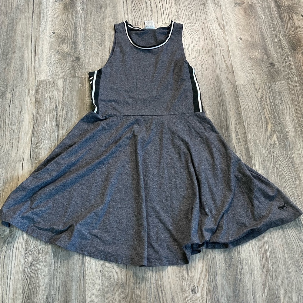 Victoria’s Secret PINK Charcoal Logo Tank Dress, size medium.